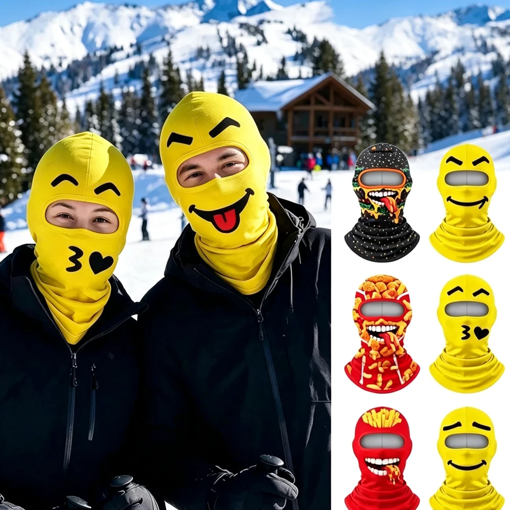 Funny Ski Mask Food Print Balaclava Yellow Man Funny Design Windproof Stretch Outdoor Cycling Skiing Snowboard Face Cover ﻿