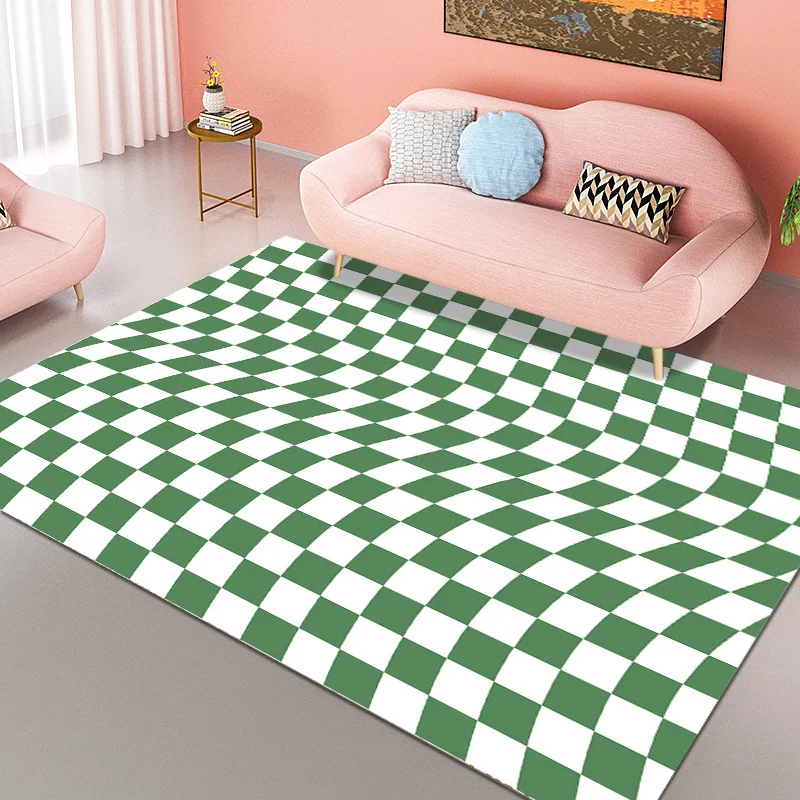 Checkerboard Plaid Living Room Carpet Home Hotel Coffee Table Sofa Floor Large Size Area Rug Washable Decorative Bedroom Mat