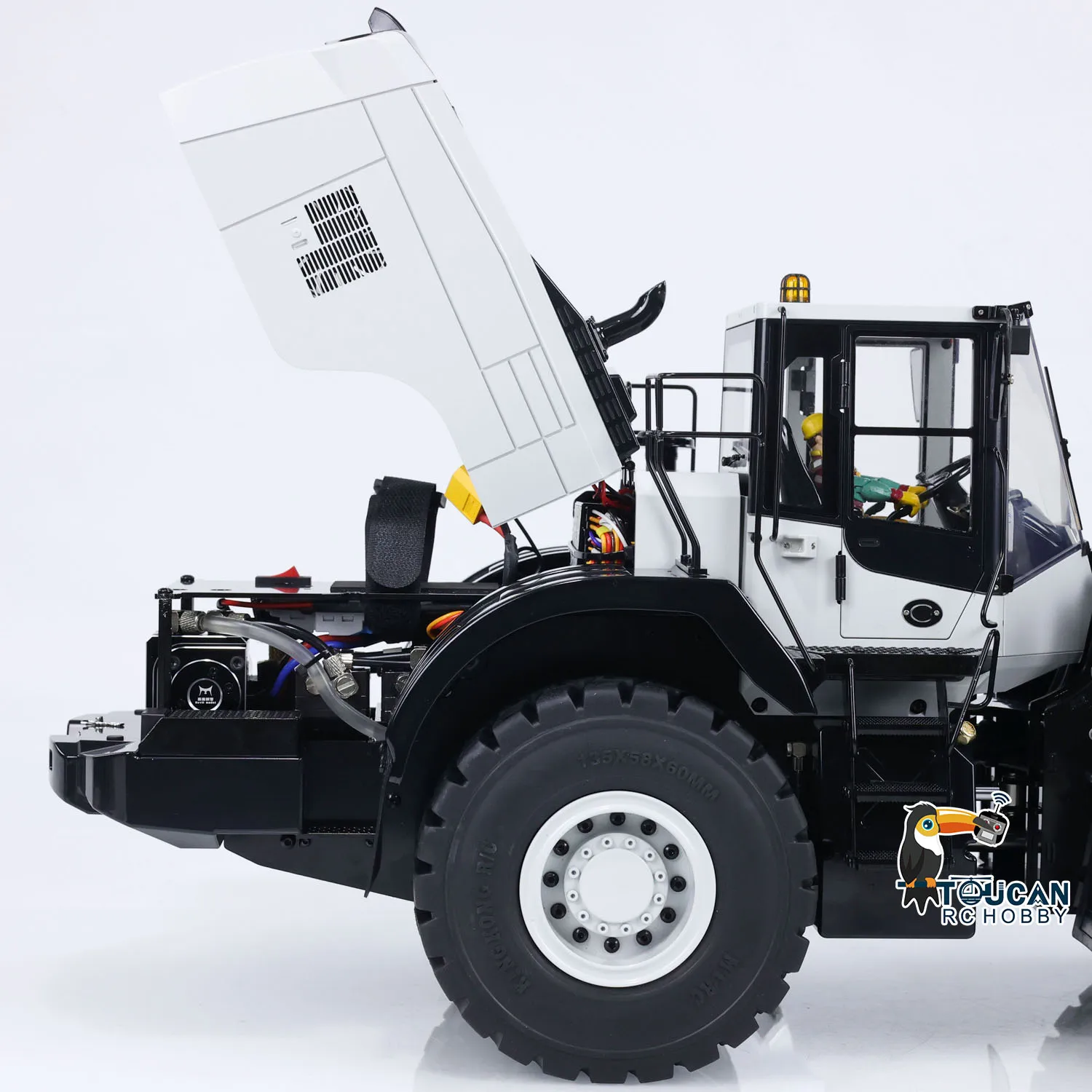 

2-Speed Metal 1/14 Scale RC Hydraulic Loader WA480 With Quick Coupler Fork Light Sound ST8 Radio For Construction