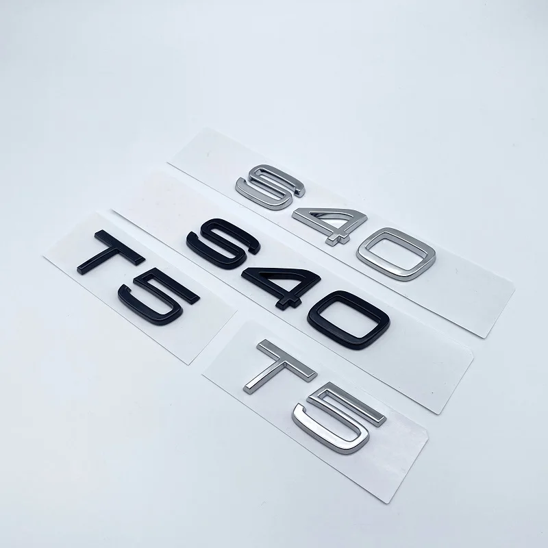 T3 T4 T5 B5 Letters Numbers Modify Upgrade Logo Trunk Emblem Badge Sticker for Volvo S40 Chrome Black Auto Accessories