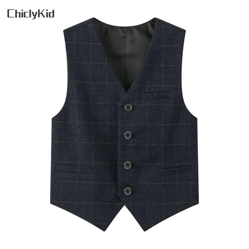 

Kids Plaid Top Child Waistcoat Wedding Clothes Boy Formal Dress Suits Children Teens Gentlemen Vest Baby Toddler Party Jacket