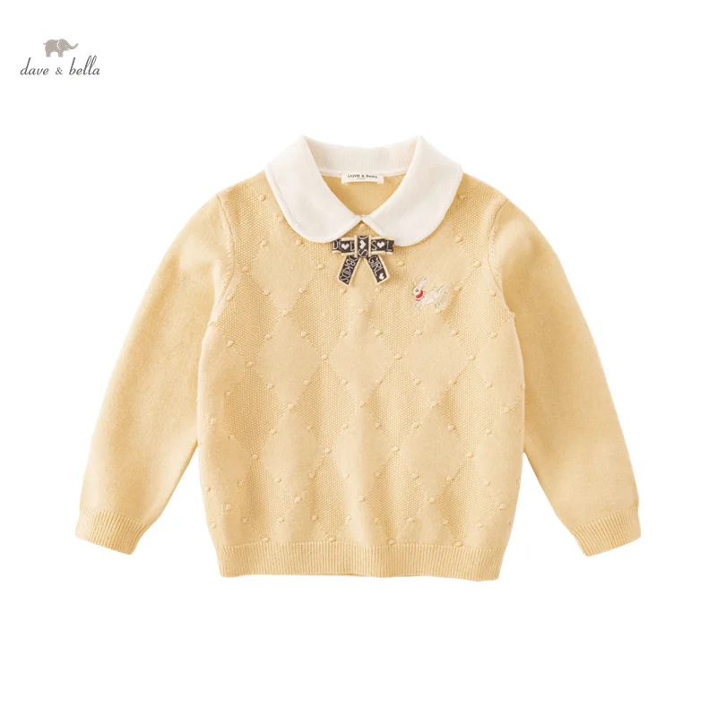 Dave Bella 2023 New Autumn Winter Clothes for Girls Tops Knit Sweater Pullover Fashion Casual Charm Academic-Style DK4237248