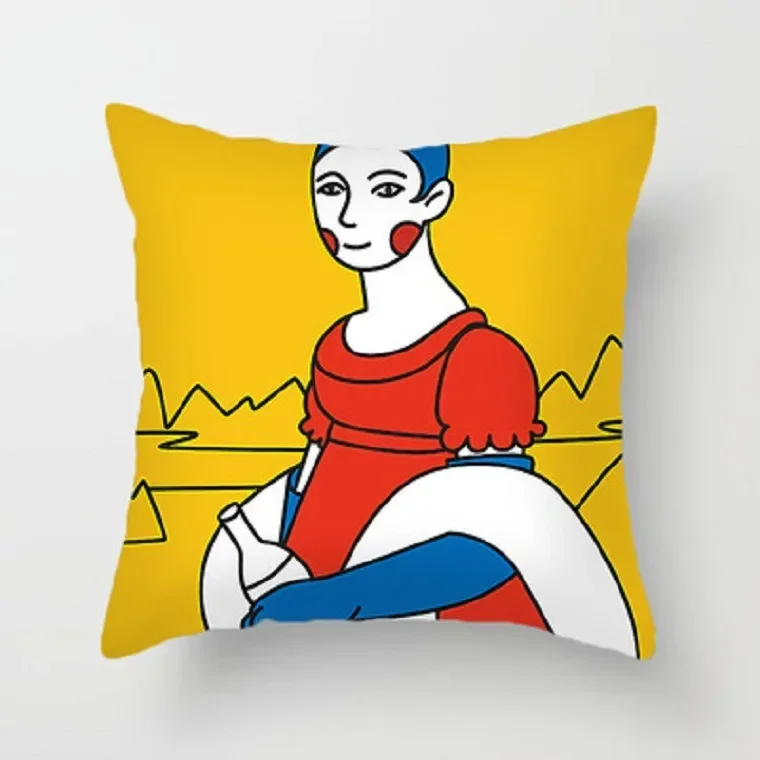 

Juste de coussin de voiture canapé de bureau, abstrait Rick, fond jaune, luxe, décoration de la maison