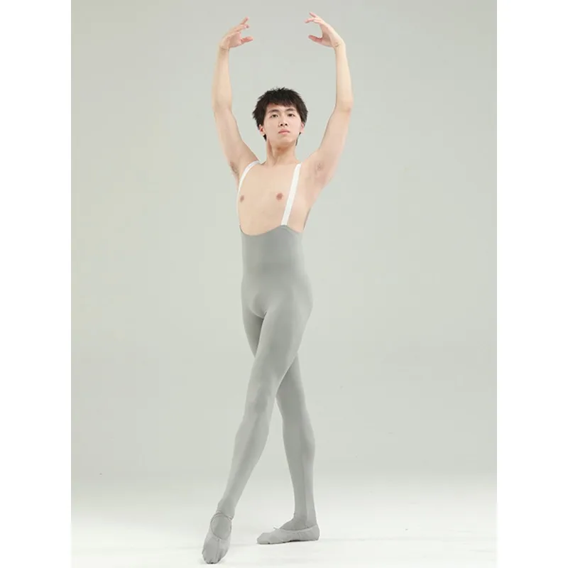 ‌ Collant da balletto da uomo a vita alta Collant da ballo in nylon Bretelle Body da allenamento Costume da performance professionale