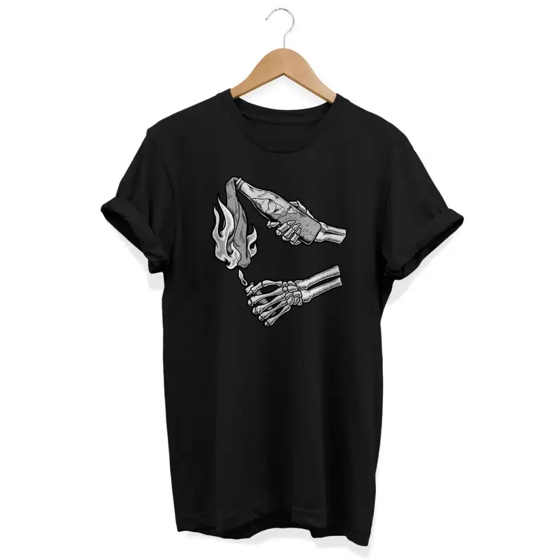 

Camiseta con manos de esqueleto de estilo gótico, camiseta con gráficos góticos, ropa alternativa grunge oscura