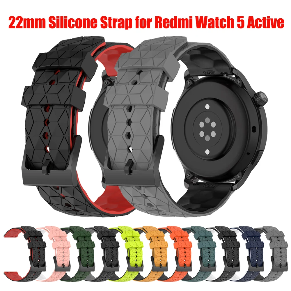 Redmi Watch 5/5 Lite用 22mm ツートンカラー シリコンストラップ アクティブウォッチバンド スポーツブレスレット ラバーリストバンド
