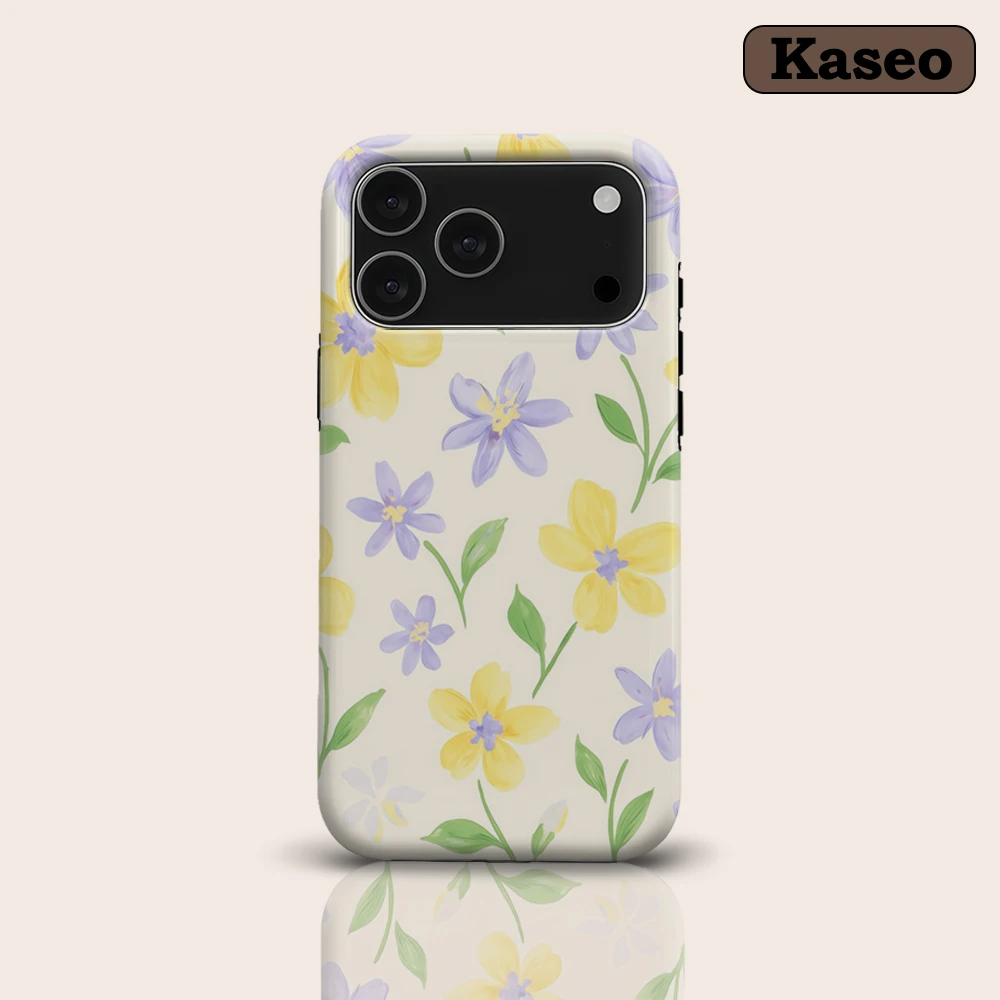 

Yellow & Lavender Soft Floral for Magnetic Phone Case for IPhone 17 16 15 14 13 Pro Max Plus Single Double-layer Tough Case