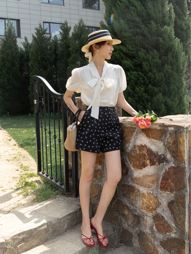 

Женские повседневные брюки с высокой талией А-силуэта, черные, весна-лето, новый дизайн, в корейском стиле, для офиса и повседневной носки