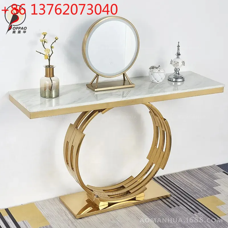 

Stainless steel marble entryway table is a stylish light luxury partition table