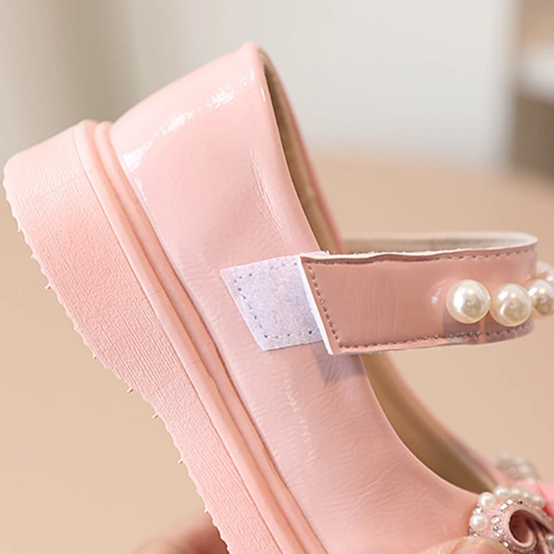 Fashion Girls Princess Shoes PU Bow Pearl Children Leather Sandals Elegant Kids Wedding Dress Party Girl Shoes