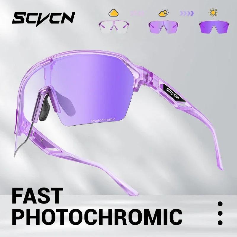 SCVCN Photochromic UV400 Protection Sports Glasses Men Women MTB Riding Windproof Goggles Driving Eyewear Cycling Sunglasses