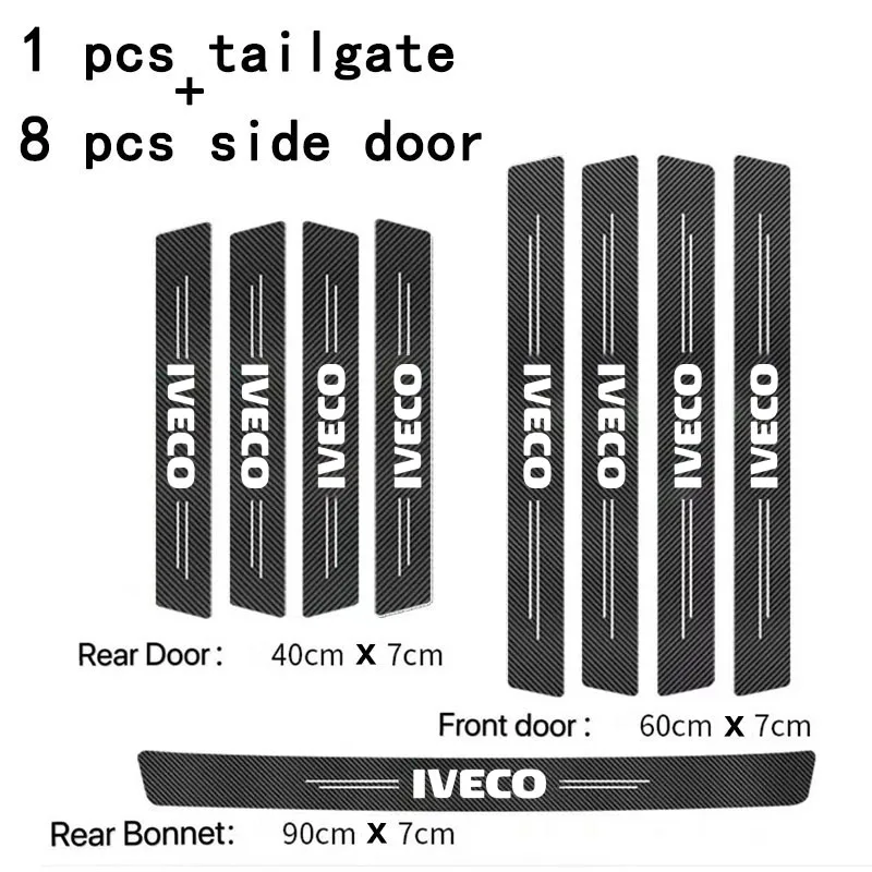 Auto Door Sill Carbon Fiber Car Sticker Protector Strip Waterproof Protect Film For Iveco Daily IV V VI Van EcoDaily Accessories - view 6