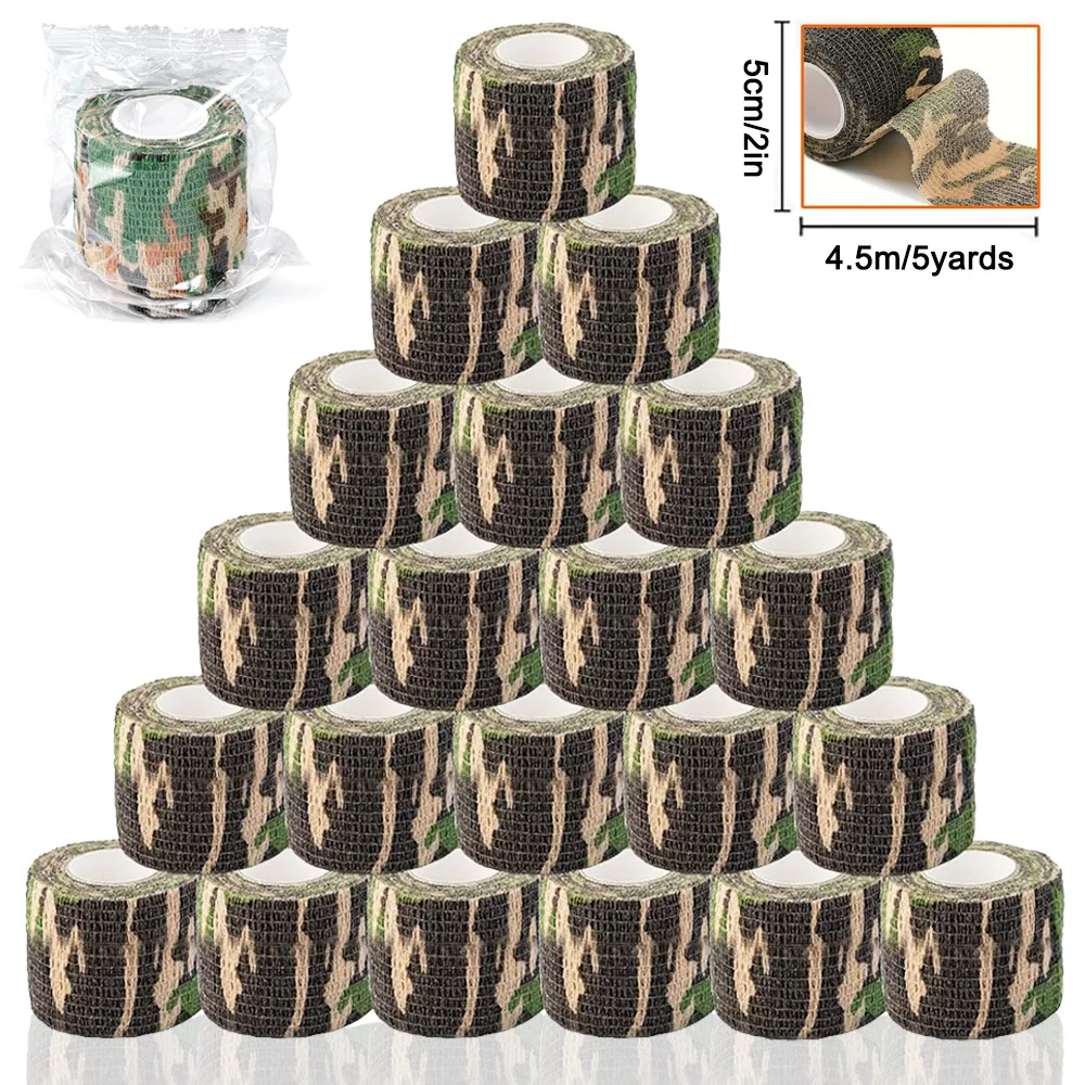 

6/12/24 шт. камуфляжные бандажные ленты, водостойкая самоклеящаяся спортивная лента, 5 см, эластичная ручка для татуировки, аксессуары для татуировки