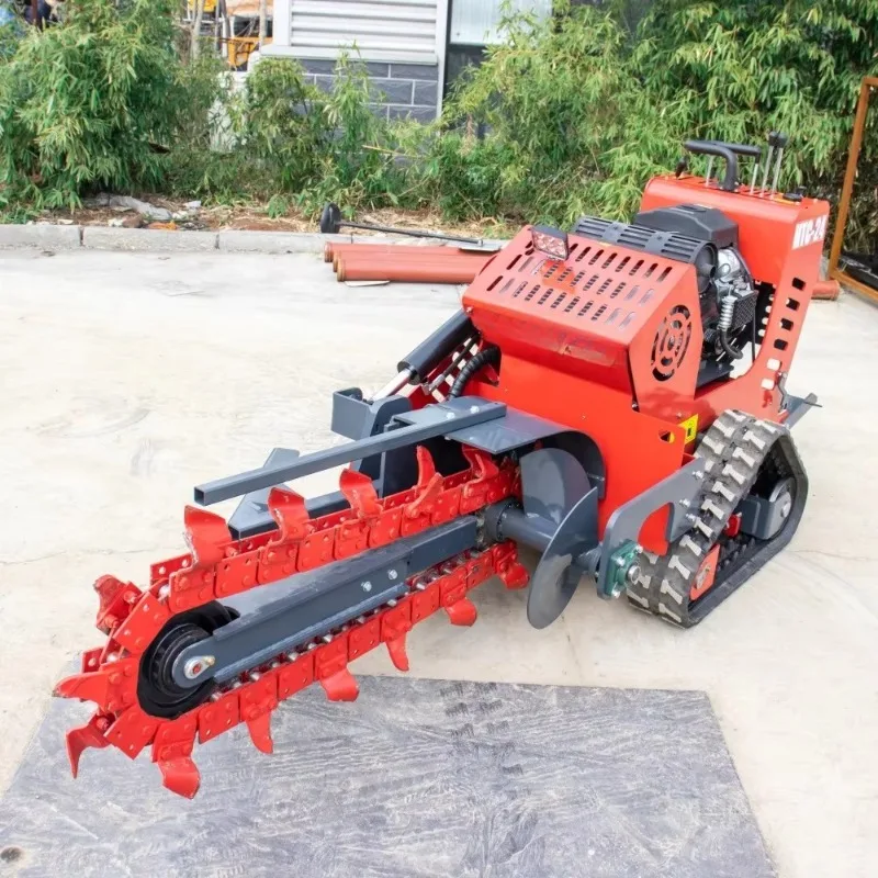 Hydraulic Diesel Trencher Machine Mini Walk-behind Crawler Chain Trencher Farmland Irrigation Digging Tool for Irrigation