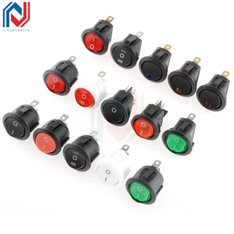 1PCS ON/OFF Round Rocker Switch LED illuminated Car Dashboard Dash Boat Van 12V 24V / 6A 250V / 10A 125V 2/3/4PIN Switch 20MM