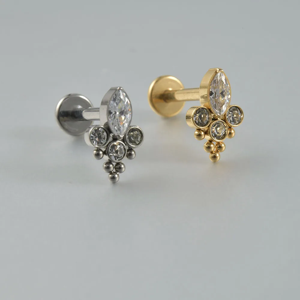 Women's Titanium CZ Ear Cartilage Labret Stud Earring