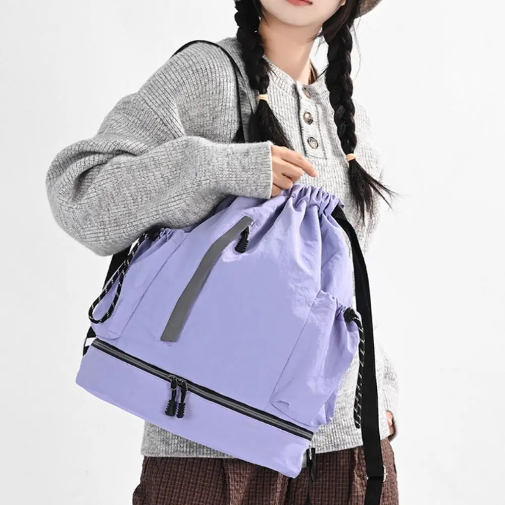 Large Capacity Drawstring Backpack Dry Wet Separation Multi Compartment Basketball Bag Lightweight Shoe Compartment Training Bag