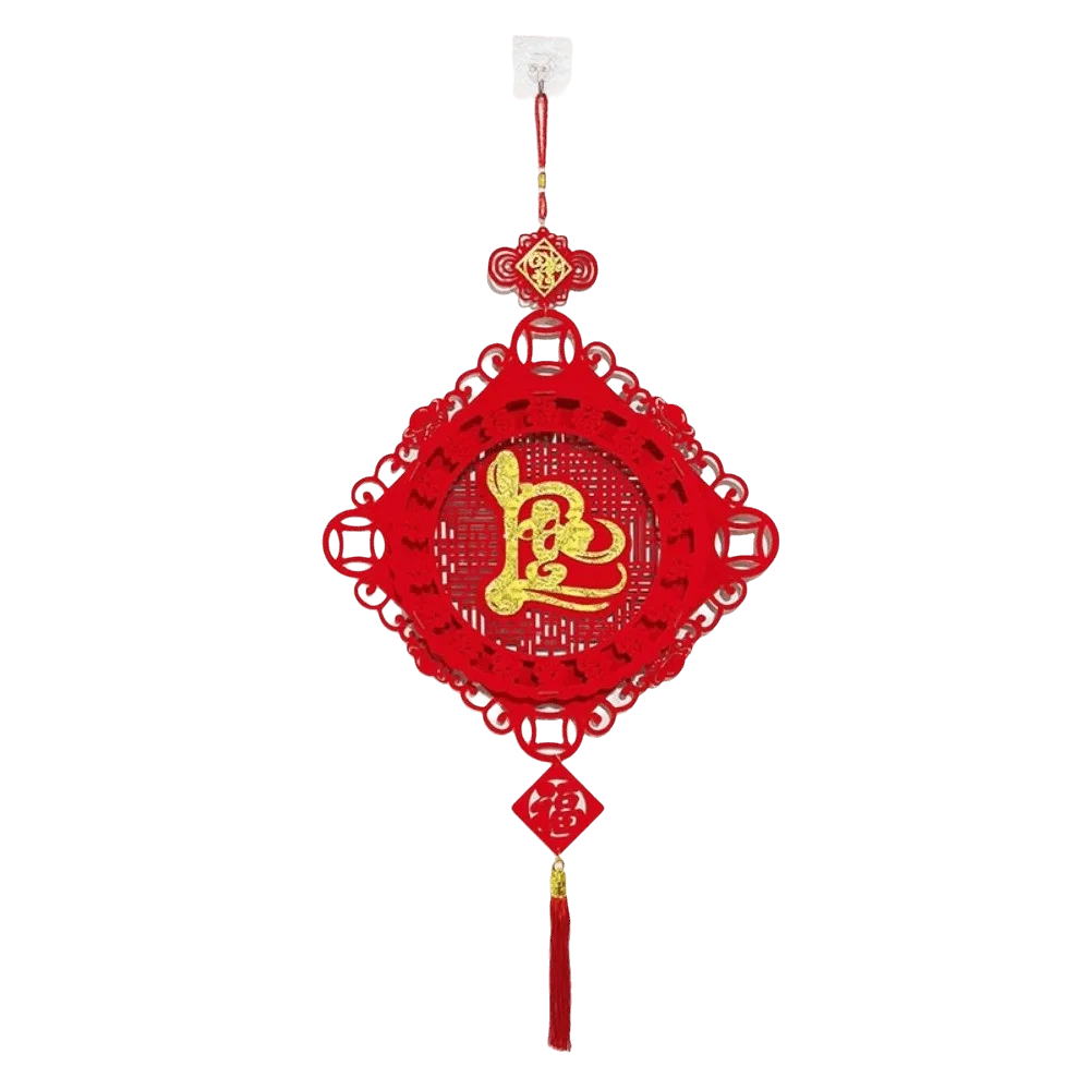 Traditional Lunar New Year Decorations Tassels Blessing Word Vietnam Fu Wall Hanging Fan Shape Chinese Style