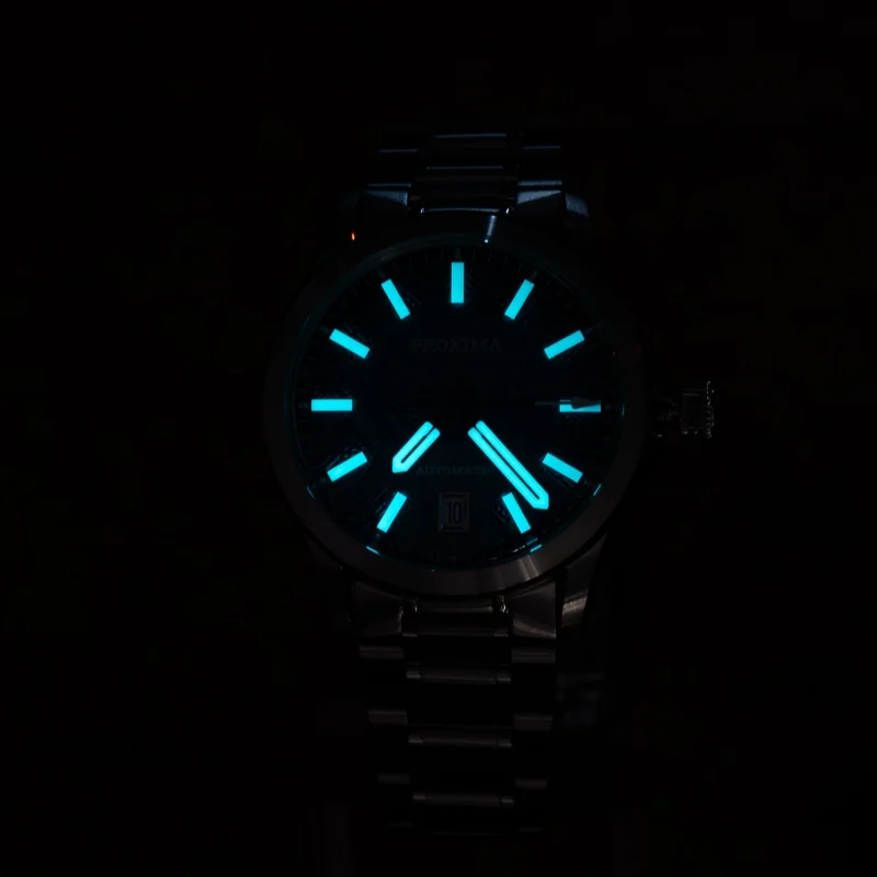 Proxima Men Automatic Watch 39mm Mechanical Wristwatch 10Bar Waterproof BGW-9 Luminous Bubble Sapphire Mirror NH35 Grid Dial - Image 5