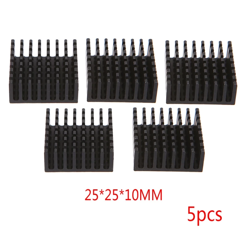 5Pcs 25*25*10mm Aluminum Heatsink Block Computer Cooler Radiator Electronic Chip Radiator Cooling Pads