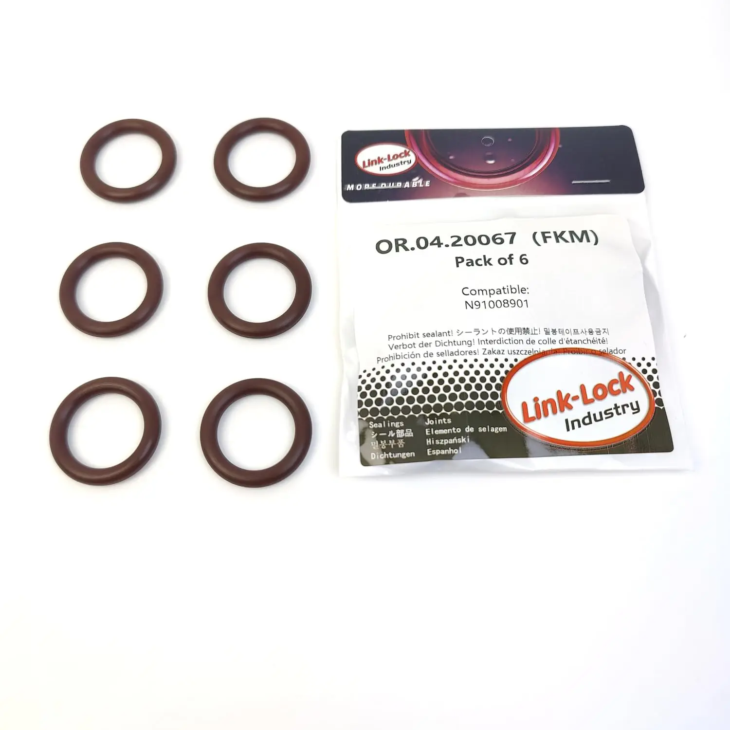 

LINK-LOCK 6PCS OR.04.20067 FKM Viton Sealing O-Ring Kit of Water Pump N91008901 for AUDI