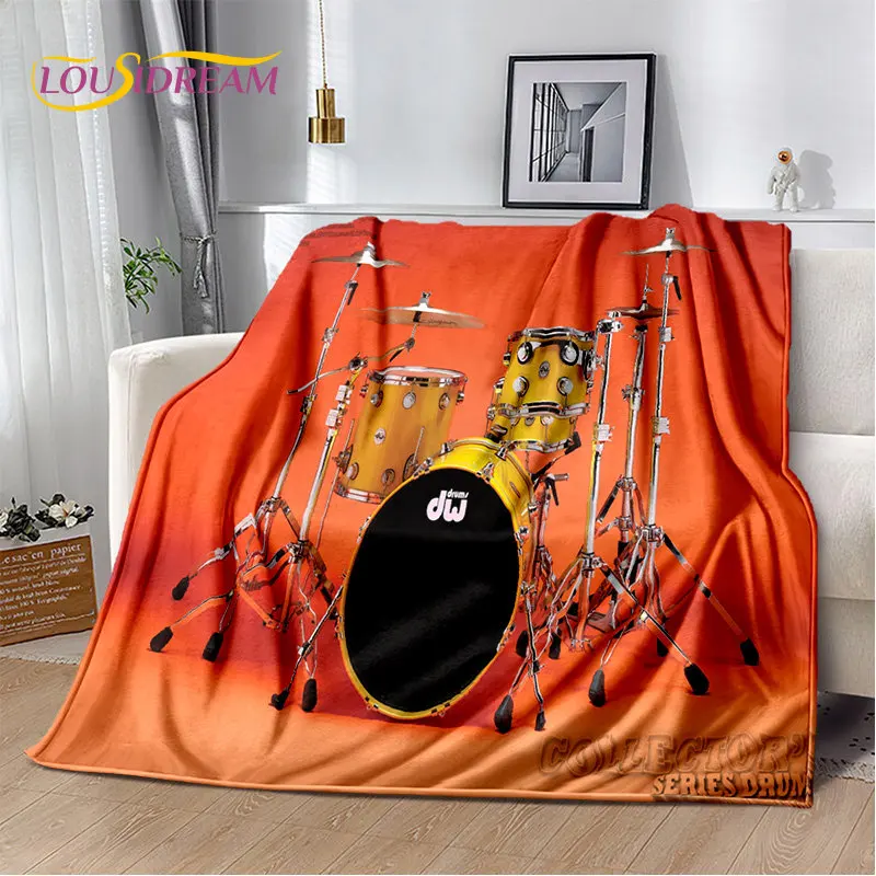 Drum Kit Music Drum Set Instruments Soft Plush Blanket,Flannel Blanket Throw Blanket for Living Room Bedroom Bed Sofa Picnic Kid