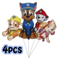 4pcs Paw Patrol Balloon Set Anime Figure Patrol Canine Themed Chase Aluminum Foil Balloon Party Supplies Kids Birthday Gift