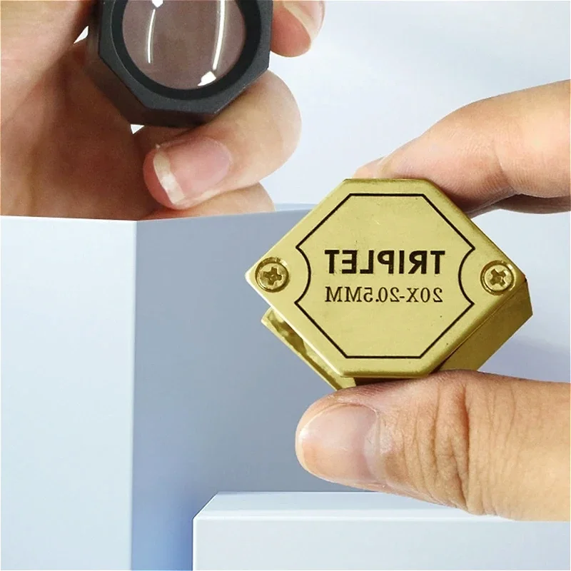 Portable Mini Magnifier 10X 20X Foldable Pocket Magnifier Jewelry Reading Glass Loupe for Jewelry Coins Gems Stamps Metal Tools