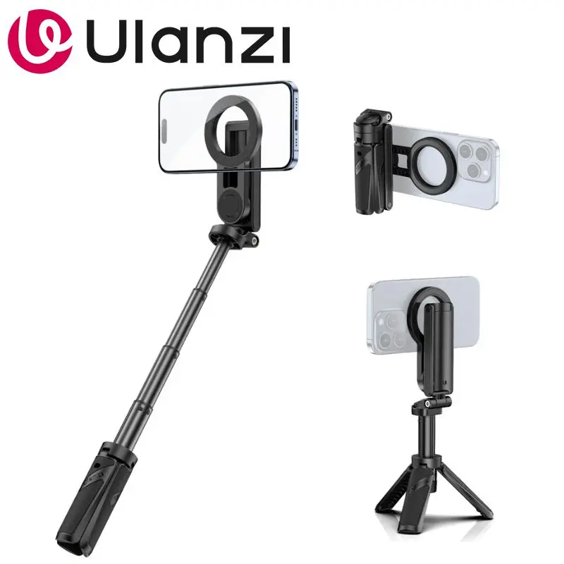 

Магнитный штатив для телефона Ulanzi JJ03 с беспроводным пультом дистанционного управления 360° ° Поворотный держатель для iPhone и Android для селфи, видео, TikTok и видеоблогинга
