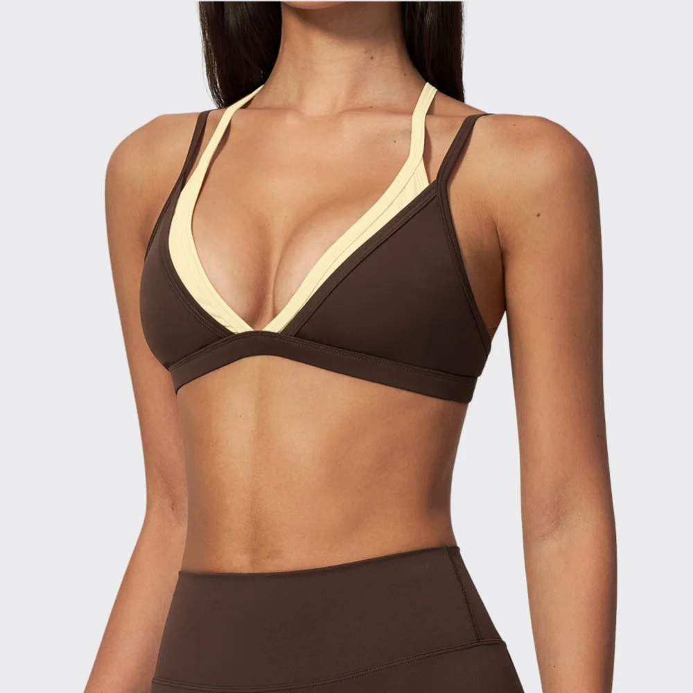 New Color Blocking Sports Bra Workout Tops Gym Fitness Yoga Bra Sexy Sportswear Sport Underwear Women Shockproo Running Crop Top