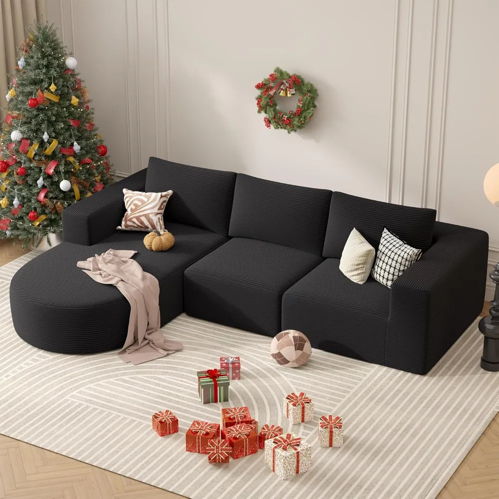 

Modular Sectional Sofa with L-Shape Chaise,Cloud Sectional Modern Sleeper Couch with Deep Seat,Sponge Compression Sofas No Assem