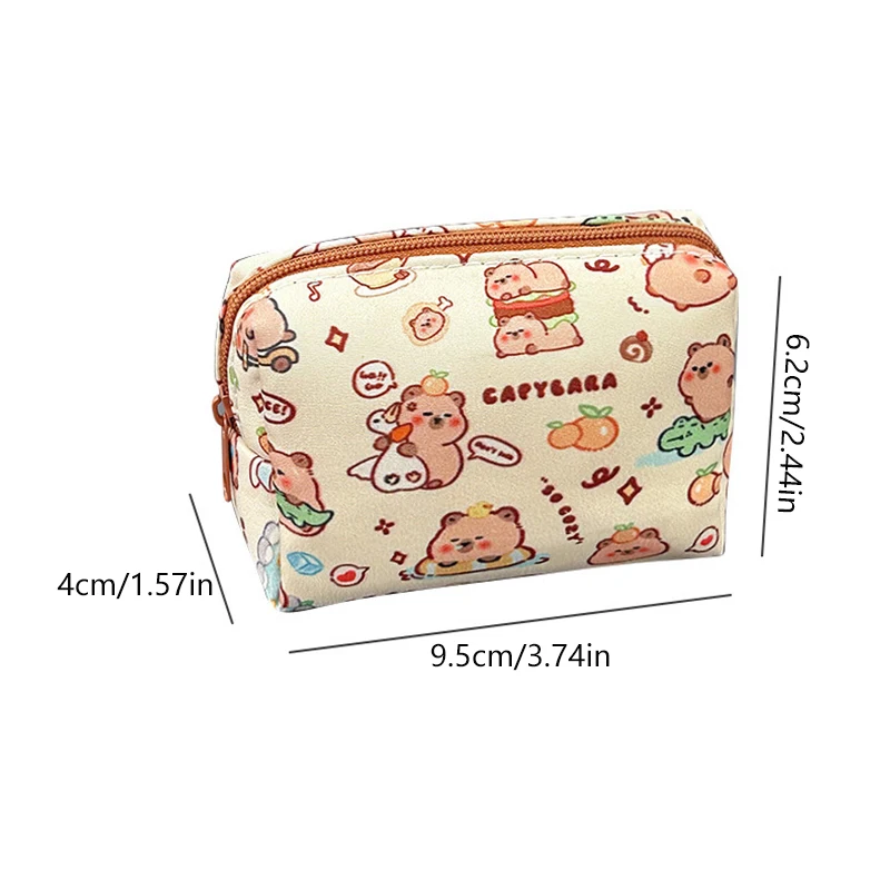 Porte-monnaie en poudre étanche de dessin animé Capybara, portefeuille mignon, mini sac de rangement portable, rouge à lèvres, clé, écouteur, évaluation pour enfants, cadeau