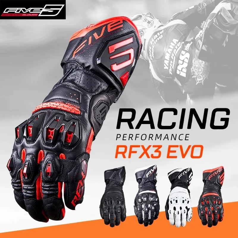 

Франция FIVE RFX3 EVO Мотоциклетные перчатки Сертификация CE Гоночные перчатки из воловьей кожи с жесткими костяшками и сенсорным экраном Дышащие мужские перчатки Guantes Moto