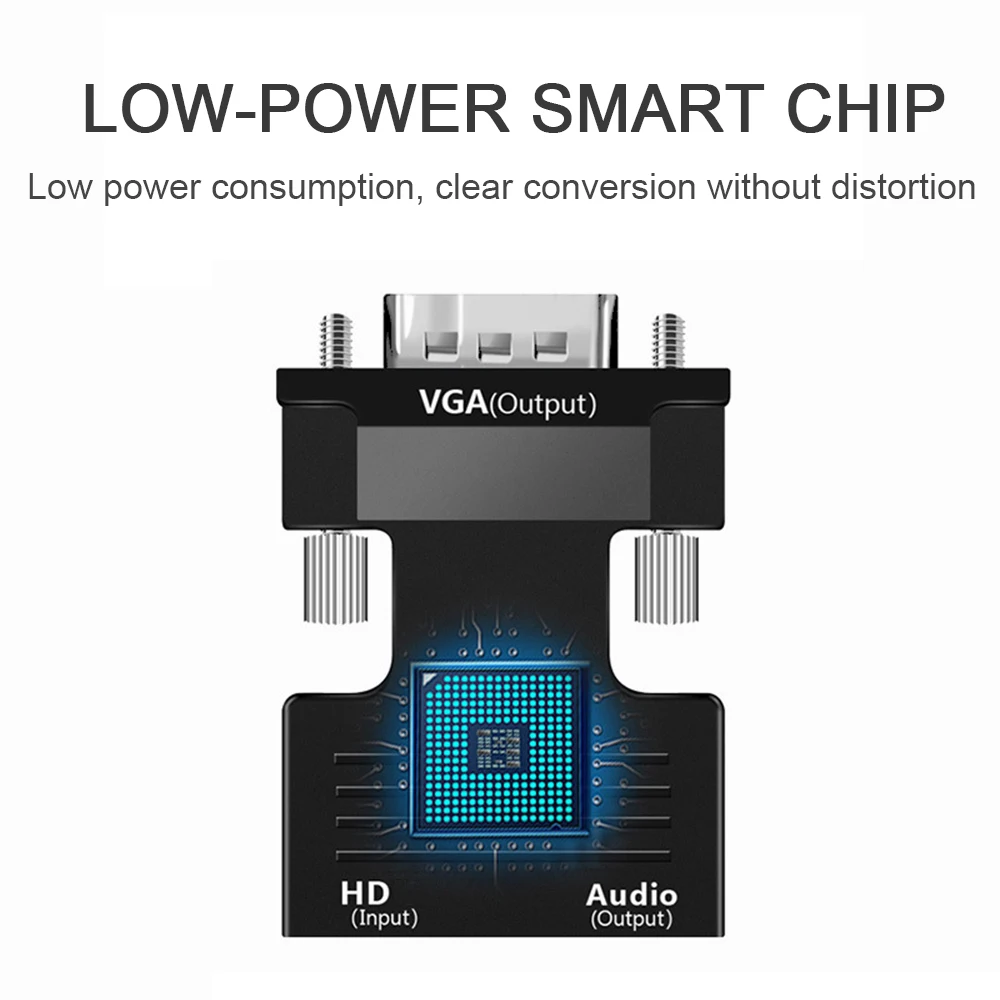 Męski do HDMI dla kobiety-kompatybilny z Adapter VGA kabel konwertera Audio HD 1080P do laptopa TV, pudełko projektora monitor do komputera