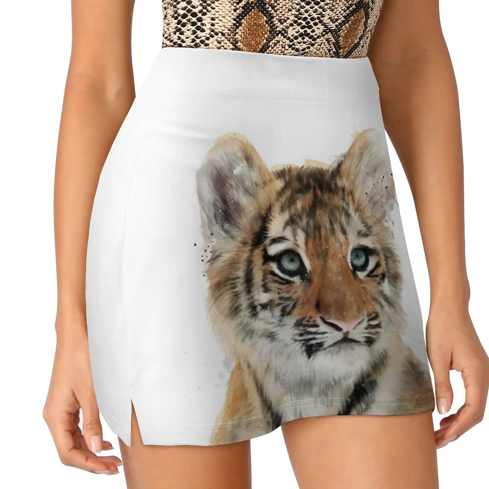 Little Tiger Korean Fashion Skirt Summer Skirts For Women Light Proof Trouser Skirt Tiger Tigers Baby Cute Portrait Wildlife