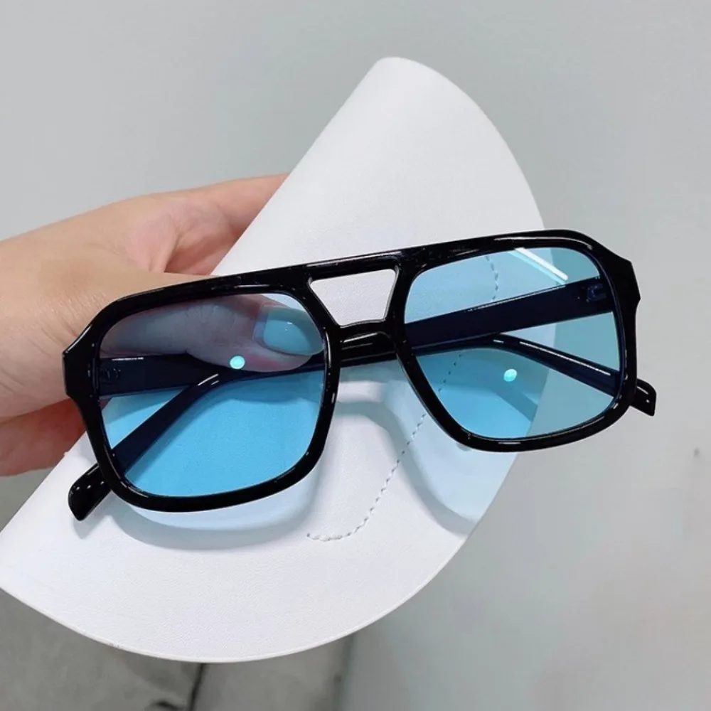 Personalized Big Frame Square Sunglasses Double Beam Punk Pilot Sun Glasses Leopard Print UV400 Retro Eyewear Travel