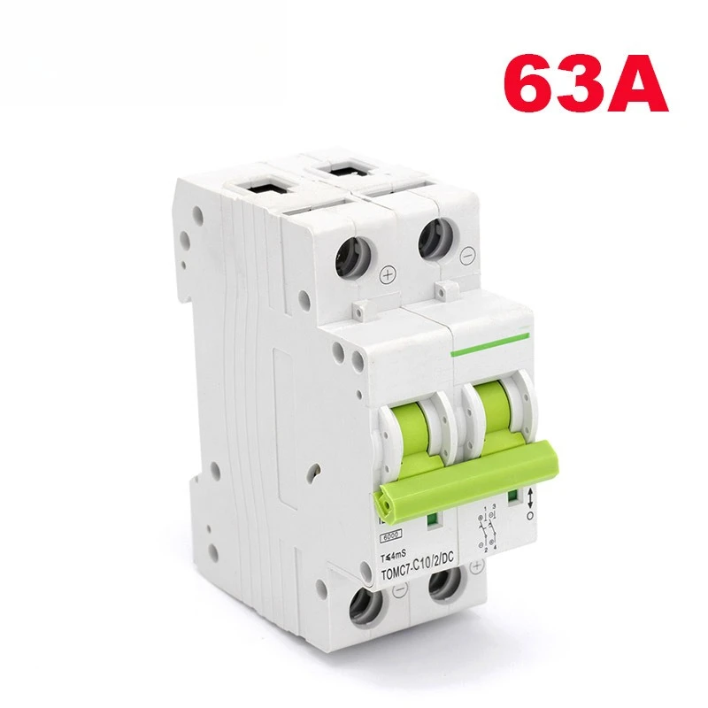 DIN Rail DC MCB C Curve Overload Protection Switch, Solar PV System Dedicated Mini Circuit Breaker Current Range 10A to 125A