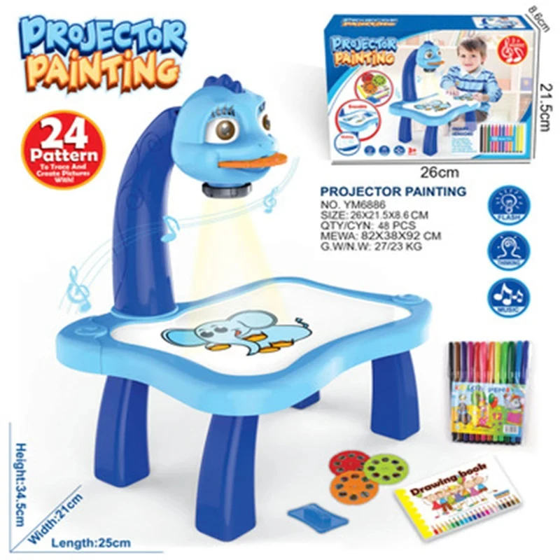 Projetor LED Pintura Board Brinquedos, Mesa de arte, Aprendizagem Educacional Brinquedos, Cultivar crianças, Interesse