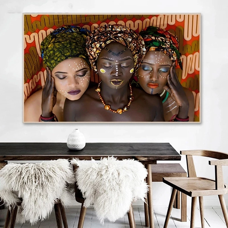 

Traditional African Woman Black Women National Style Print Art Canvas Poster For Living Room Decor Home Wall Picture