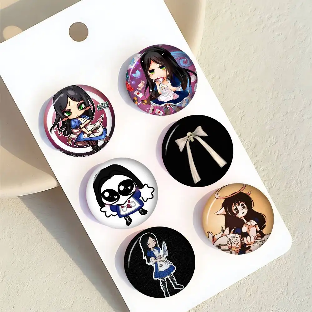 GAME Alice Madness Returns Tinplate  32/44MM Customizable Button Pins Cute Funny Creative Badge Jewelry Decor Gifts For Friends