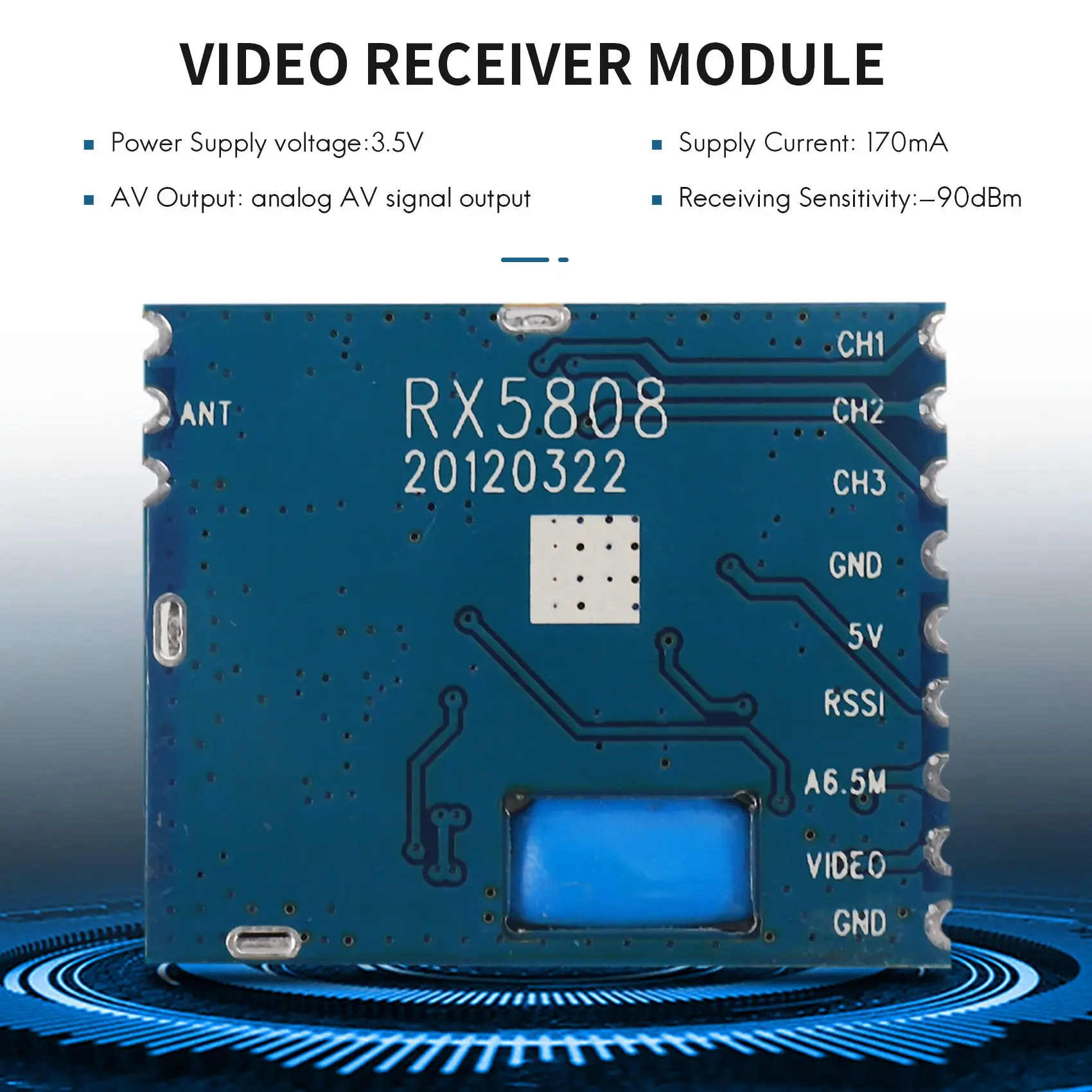 โมดูลรับสัญญาณวิดีโอและเสียงไร้สายขนาดเล็ก5.8G FPV RX5808สำหรับระบบ FPV เฮลิคอปเตอร์ควบคุมรีโมตชิ้นส่วน RC