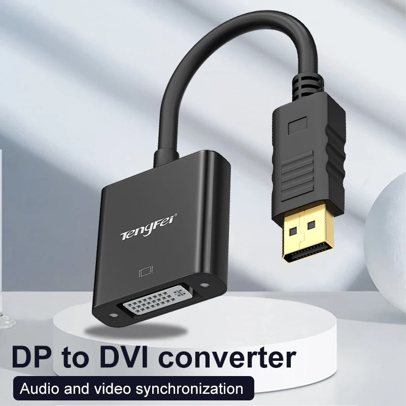 DisplayPort to DVI Cable Adapter Display Port DP to DVI Converter HD 1080p Male to Female For PC Laptop HDTV Monitor Projector