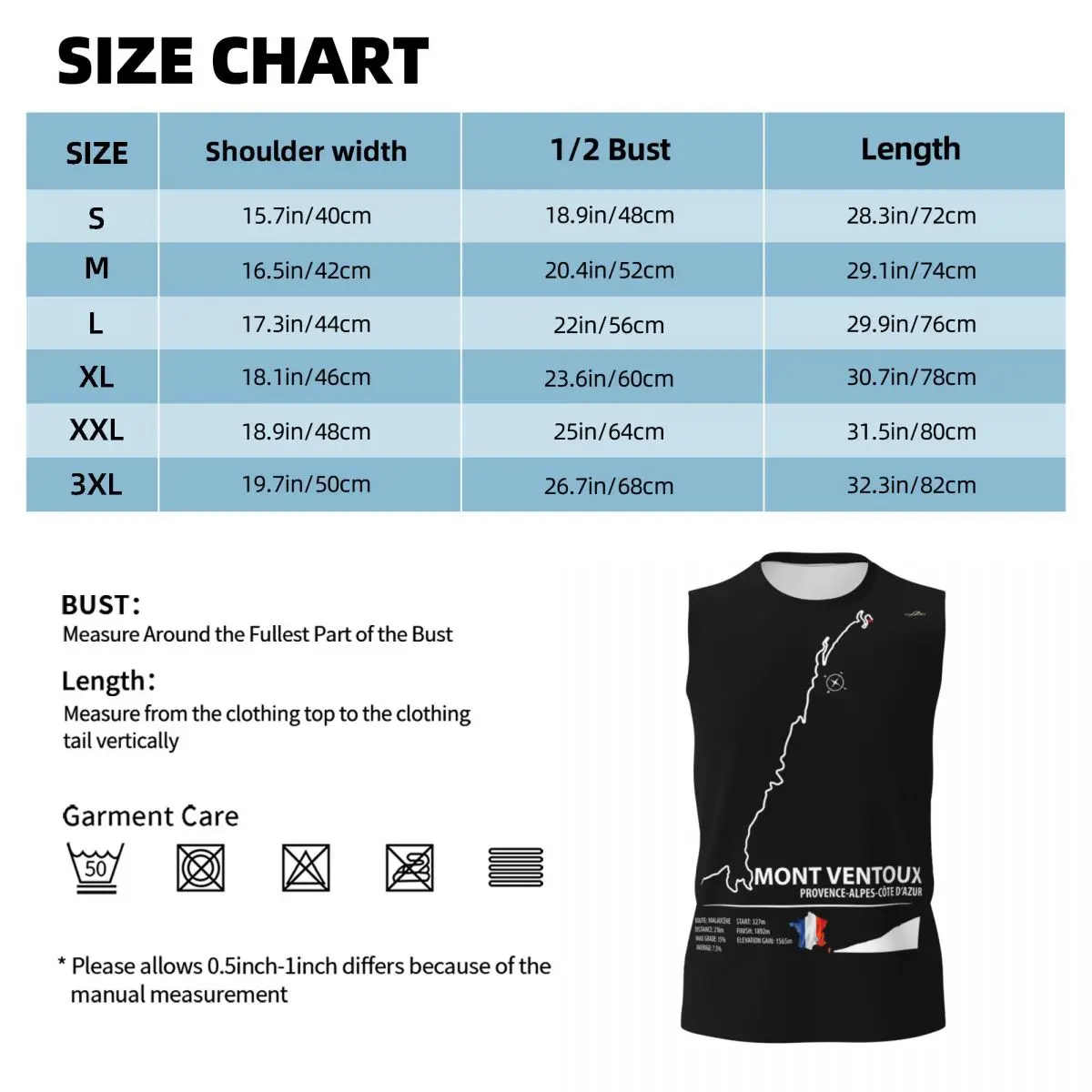 Mont Ventoux Men Printed Sleeveless T-shirt Casual Hip Hop Street Style Beach Holiday Tank Tops