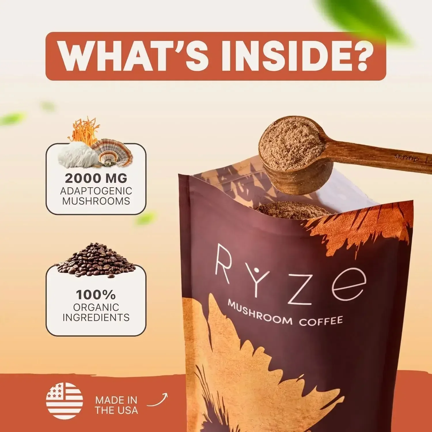 

Organic Mushroom Coffee 180g Adaptogen Blend Cordyceps Sinensis Fat Loss Weight Control Immune System Health Support