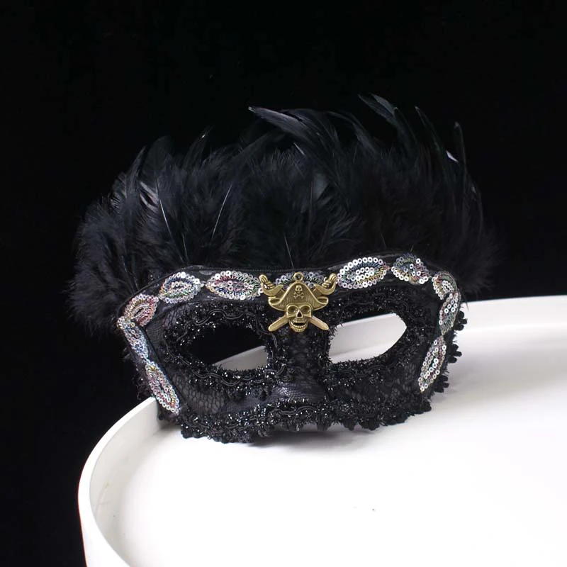 Feather Hair Half Face Masquerade Masks Nightclub Party Show Dress accessori per passerella Festival decorare maschera da uomo veneziana per ragazzi