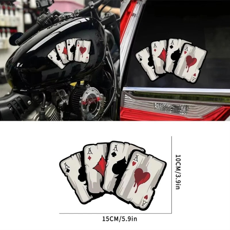 

Покерные лопаты с узором, наклейки на мотоцикл, мотокросс, топливный бак, кафе, гонщик, тело автомобиля, окна, забавное украшение, наклейки для игральных карт