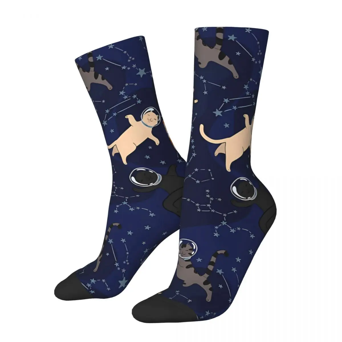 Space Meows Funny Cat Socks Male Mens Women Spring Stockings Printed