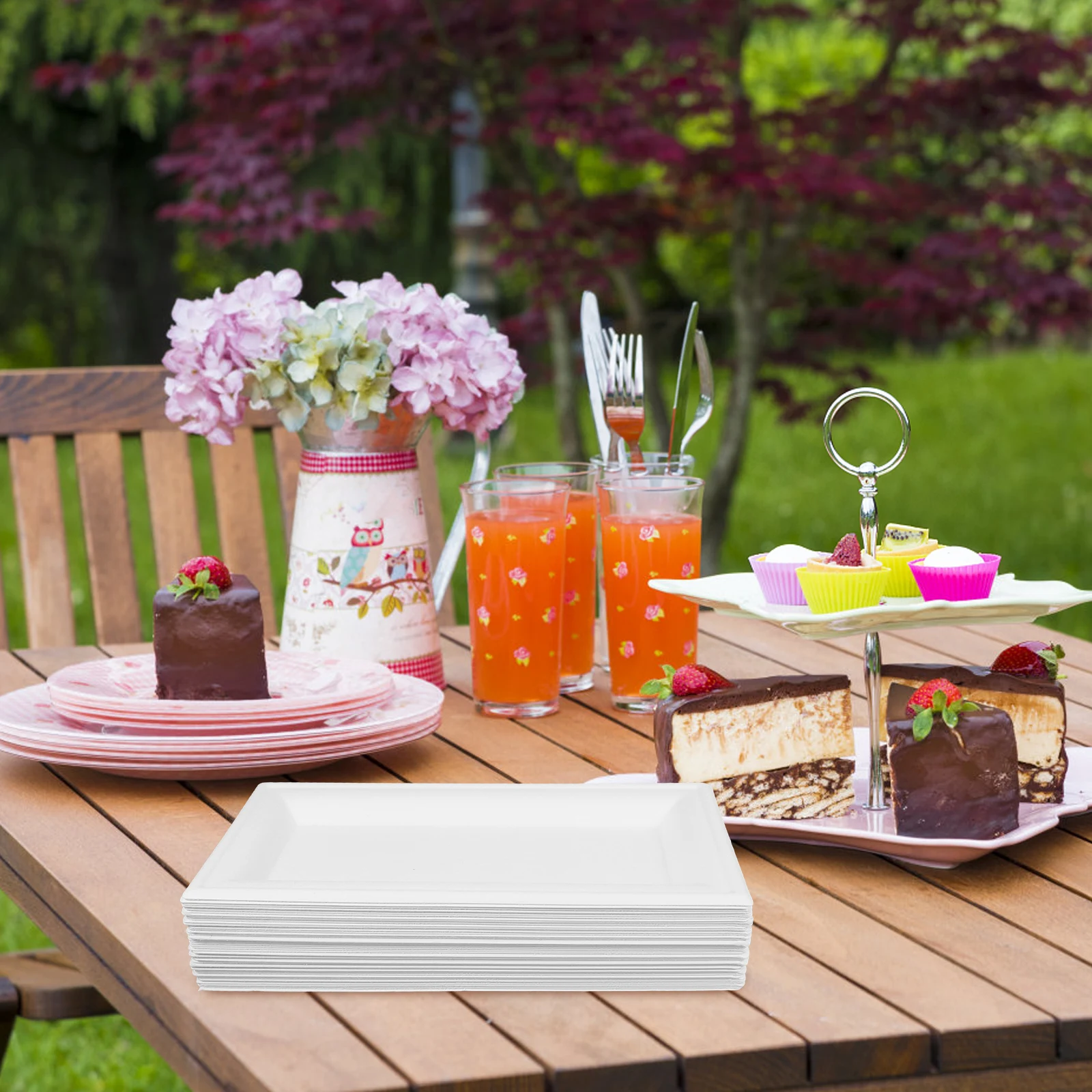 

50 Pcs Disposable Cardboard Trays Paper Plates Dessert Delicate Food Cake Appetizer Convenient Dinner Student