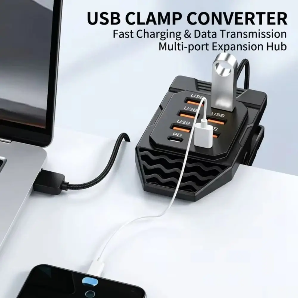 Clamp-Mounted USB Charger USB-A Input Fast Charging Charging Station 6 USB-A 2 USB-C Desktop USB Charger Desktop