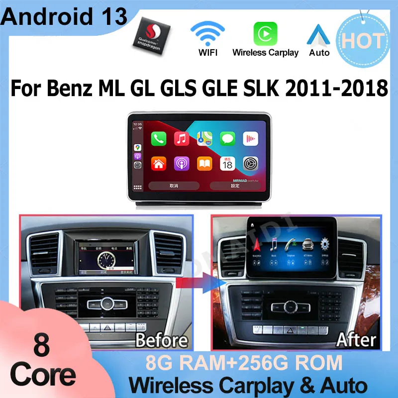 

8 Core Android13 System Carplay Car Video Player GPS Navigation For Mercedes Benz ML W166/GL X166 GL SLK Multimedia TOUCH Screen